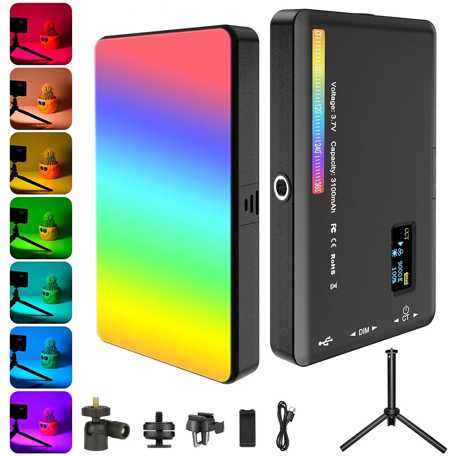LED RGB Camera Light Full Color Output Video Light Kit Dimmable 2500K-9000K Bi-Color Panel Light CRI 95+ Rechargeable LED RGB Camera Light Full Color Output Video Light Kit Dimmable 2500K-9000K Bi-Color Panel Light CRI 95+ Rechargeable