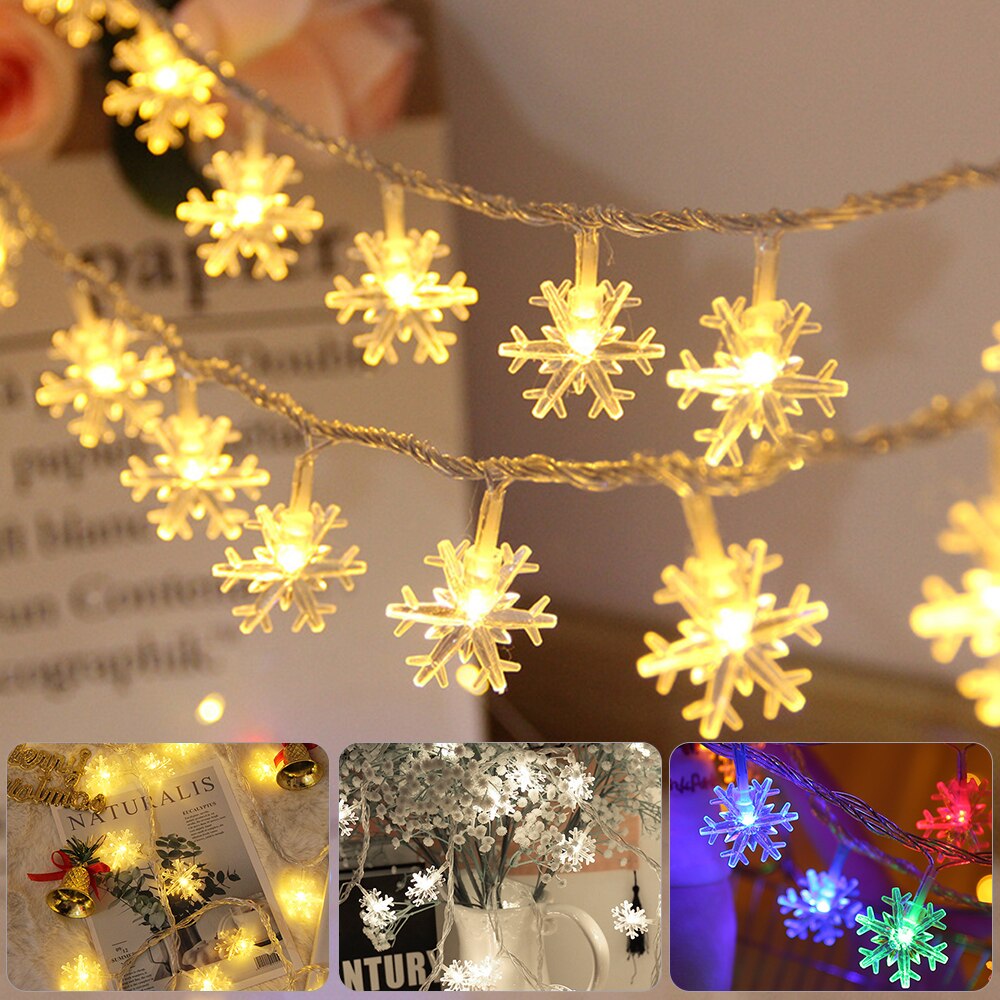 LED String Battery Operated Snowflake Lights
