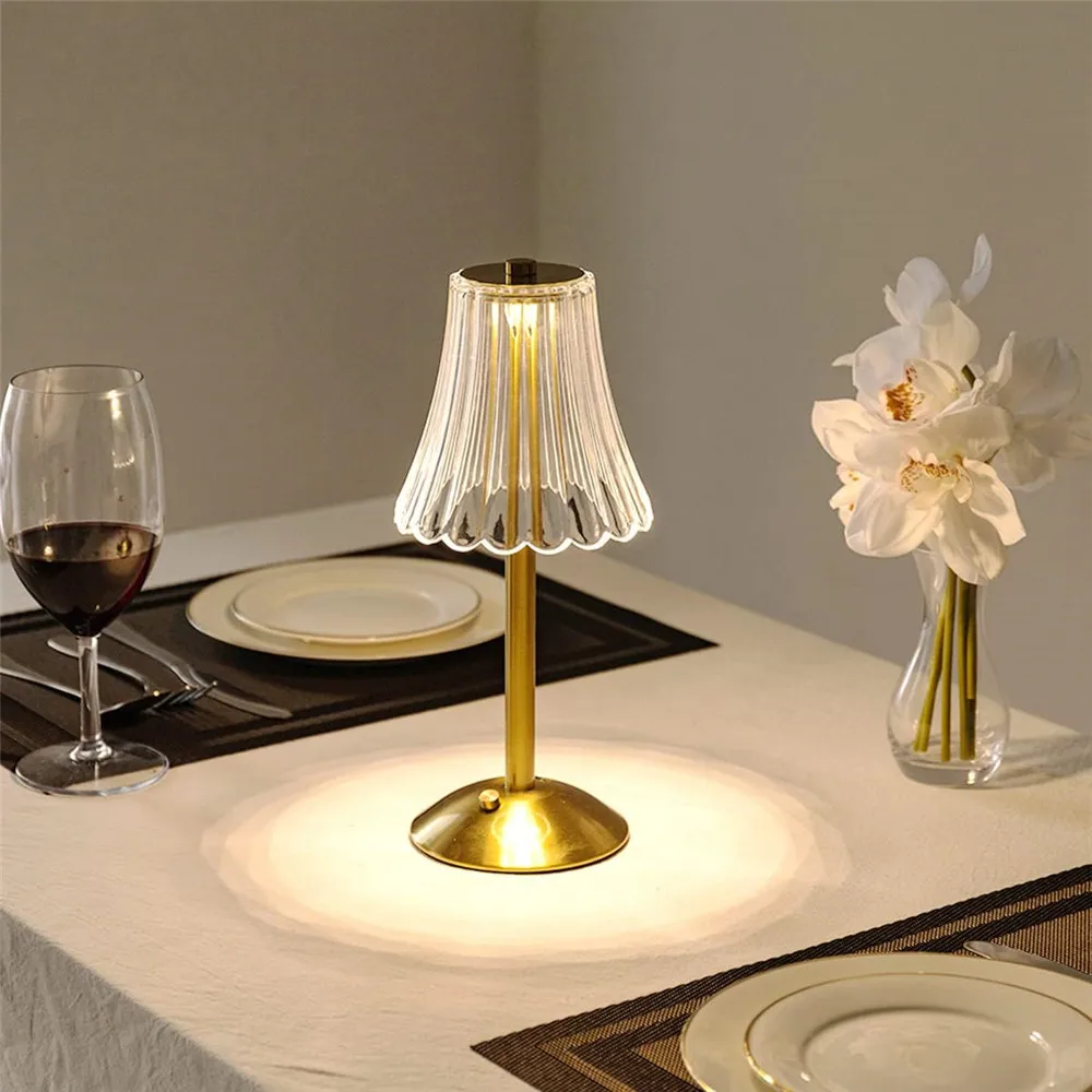 LED Table Lamp Touch Sensor Dimmable Desktop Night Light Rechargeable Wireless Reading Lamp for Hotel Bar Bedroom Decor