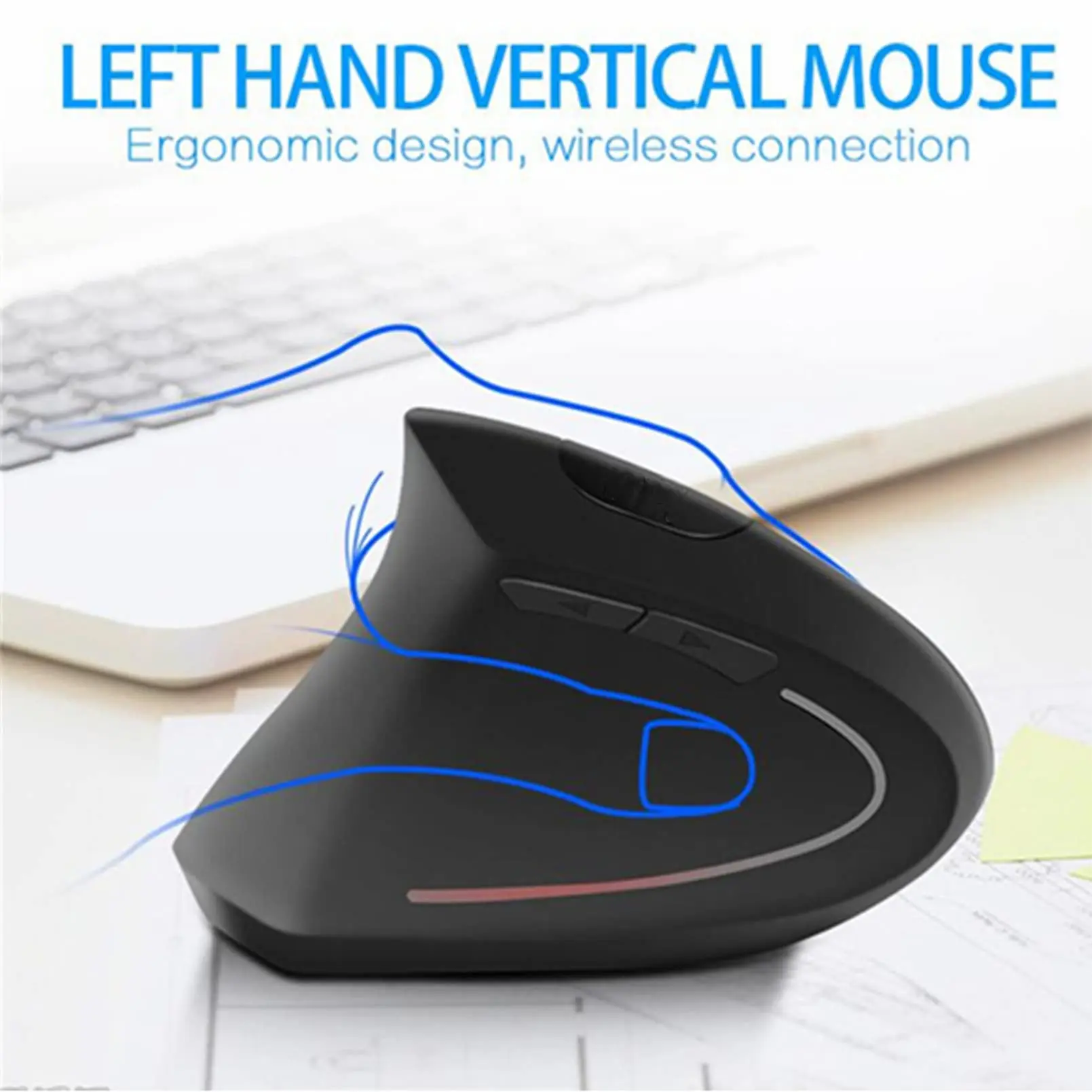 Left Hand Wireless Vertical Mouse Ergonomic Rechargeable 1600DPI Office Mause Mute Optical Mice with RGB For Laptop Left Hand Wireless Vertical Mouse Ergonomic Rechargeable 1600DPI Office Mause Mute Optical Mice with RGB For Laptop