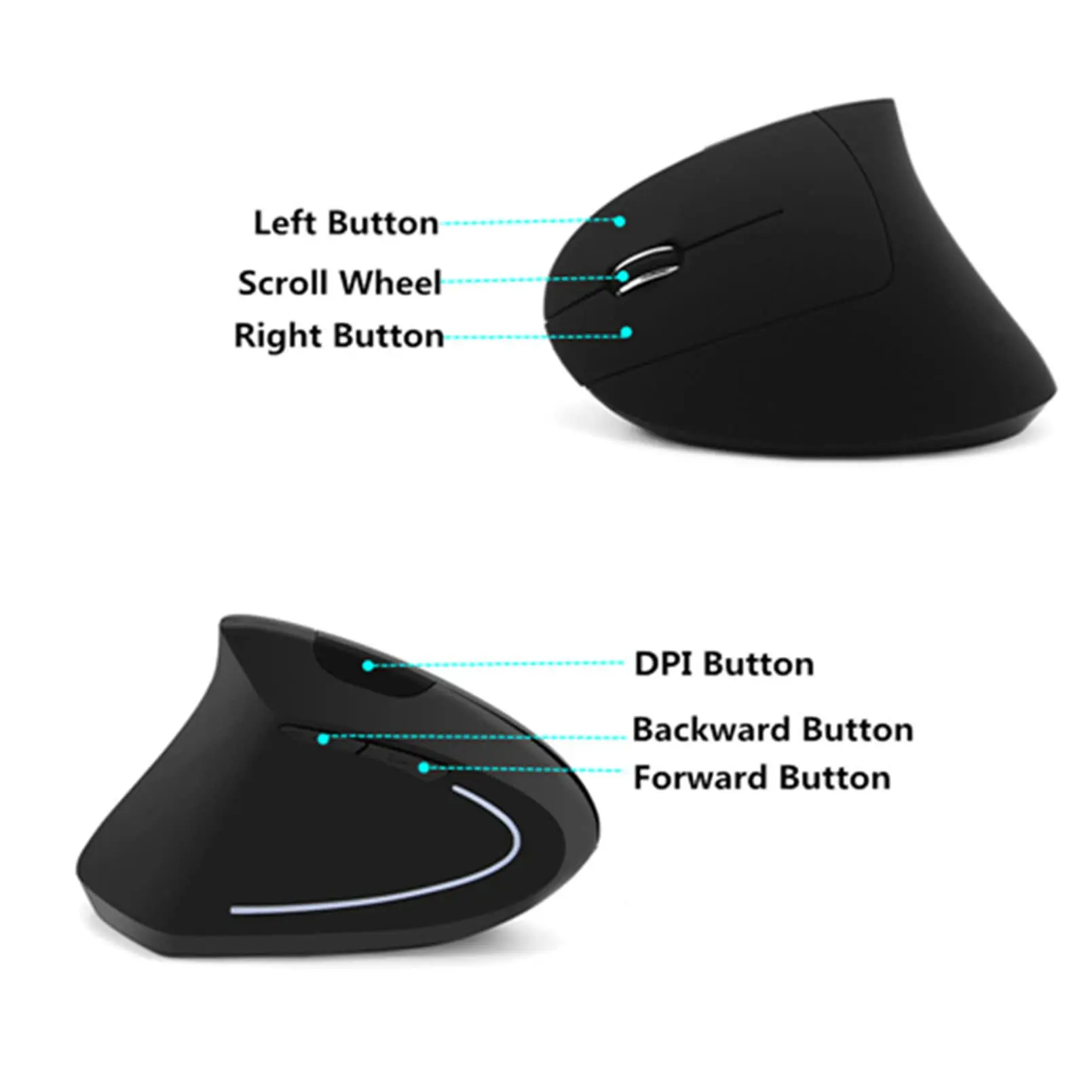 Left Hand Wireless Vertical Mouse Ergonomic Rechargeable 1600DPI Office Mause Mute Optical Mice with RGB For Laptop Left Hand Wireless Vertical Mouse Ergonomic Rechargeable 1600DPI Office Mause Mute Optical Mice with RGB For Laptop
