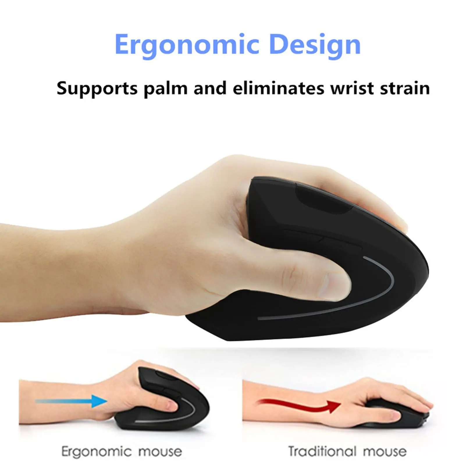 Left Hand Wireless Vertical Mouse Ergonomic Rechargeable 1600DPI Office Mause Mute Optical Mice with RGB For Laptop Left Hand Wireless Vertical Mouse Ergonomic Rechargeable 1600DPI Office Mause Mute Optical Mice with RGB For Laptop