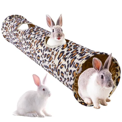 Leopard Print Plush Rabbit Play Tunnel