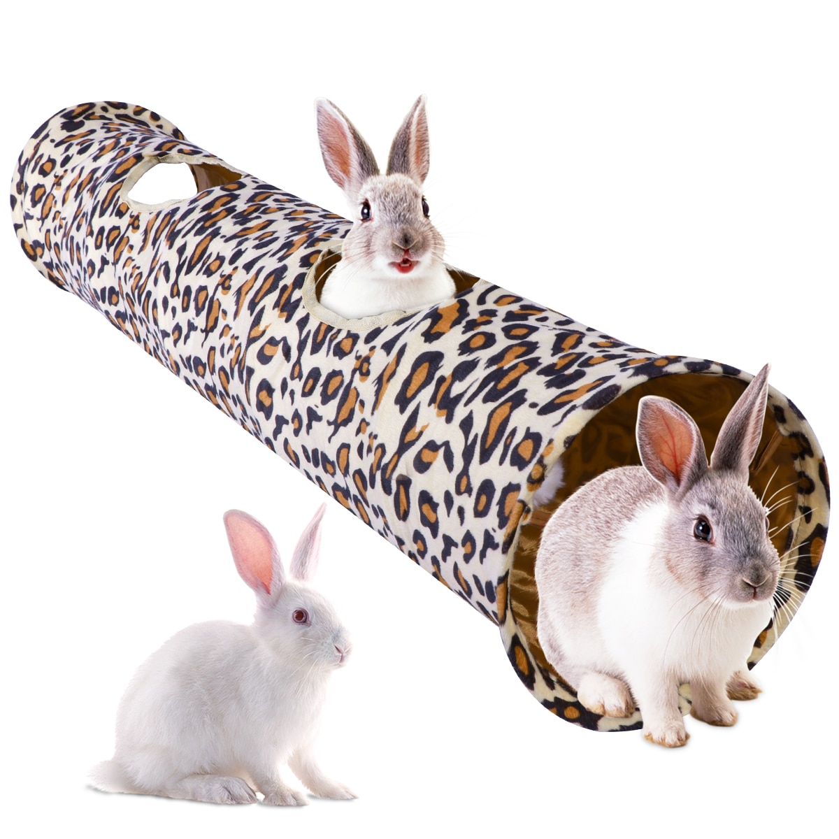 Leopard Print Plush Rabbit Play Tunnel