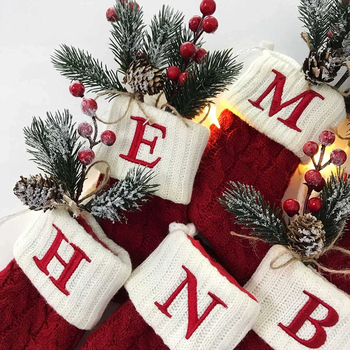 Letter Knitted Christmas Stocking Decor