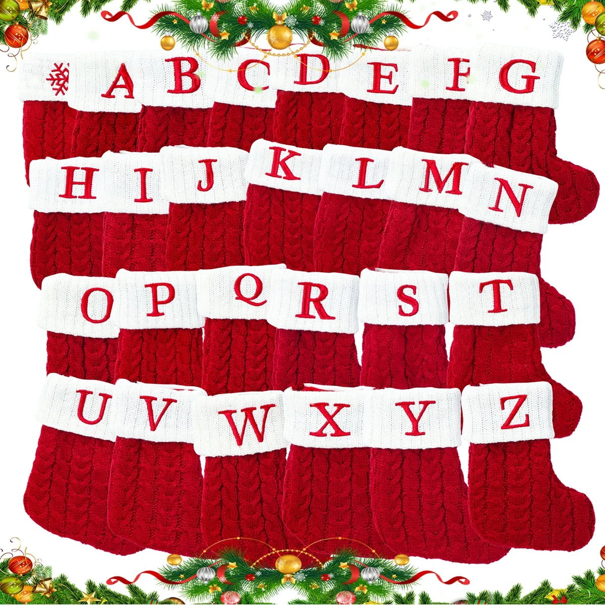 Letter Knitted Christmas Stocking Decor