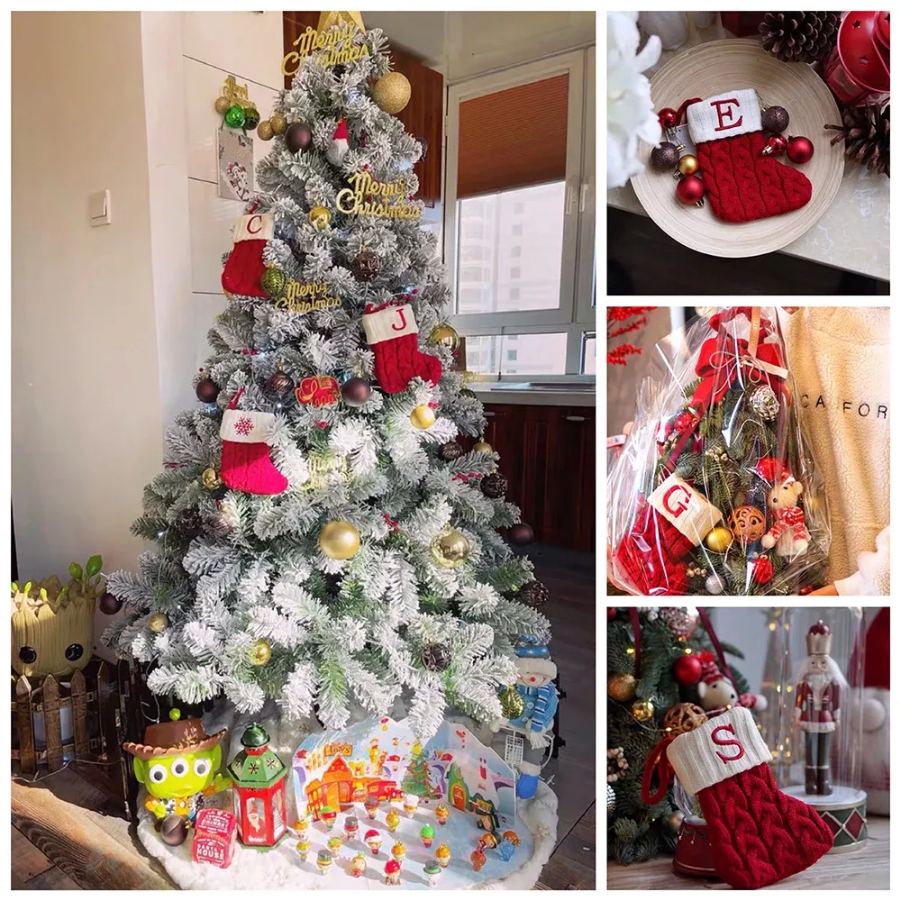 Letter Knitted Christmas Stocking Decor