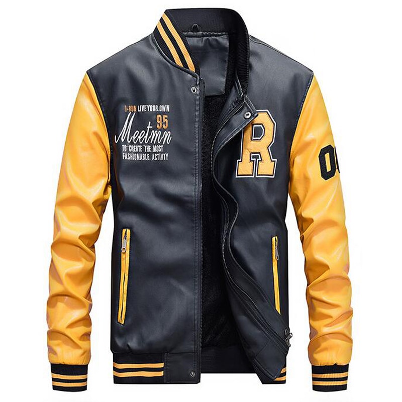 Letterman Jacket PU Leather Coat Letterman Jacket PU Leather Coat