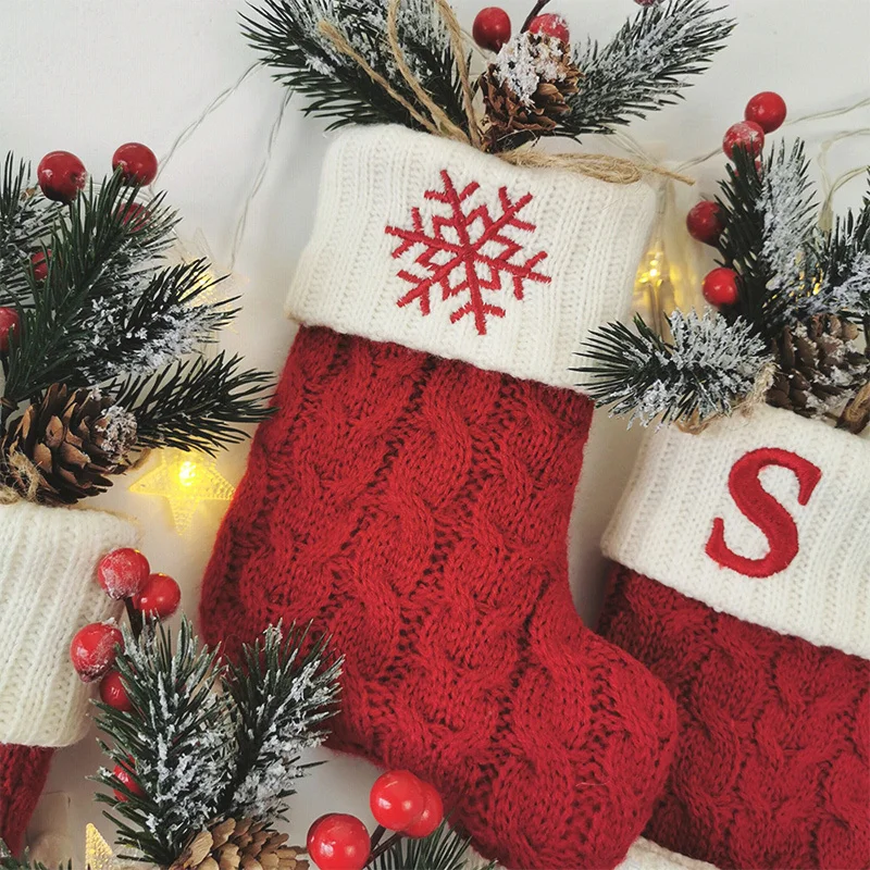 Letters Christmas Knitting Stocking Christmas Tree Pendant Decorations for Home Xmas Gift Snowflake Alphabet Christmas Letters Christmas Knitting Stocking Christmas Tree Pendant Decorations for Home Xmas Gift Snowflake Alphabet Christmas