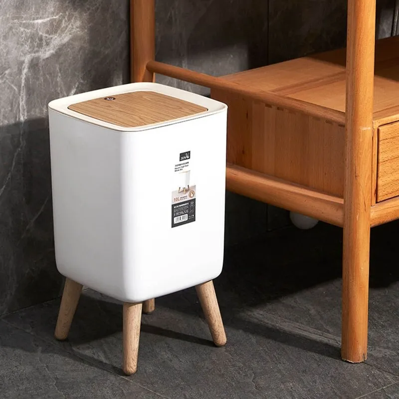 Lid Press Trash Can with Legs