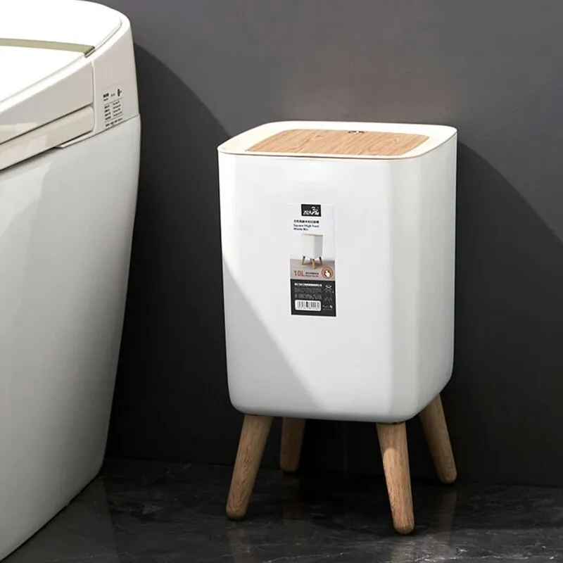 Lid Press Trash Can with Legs