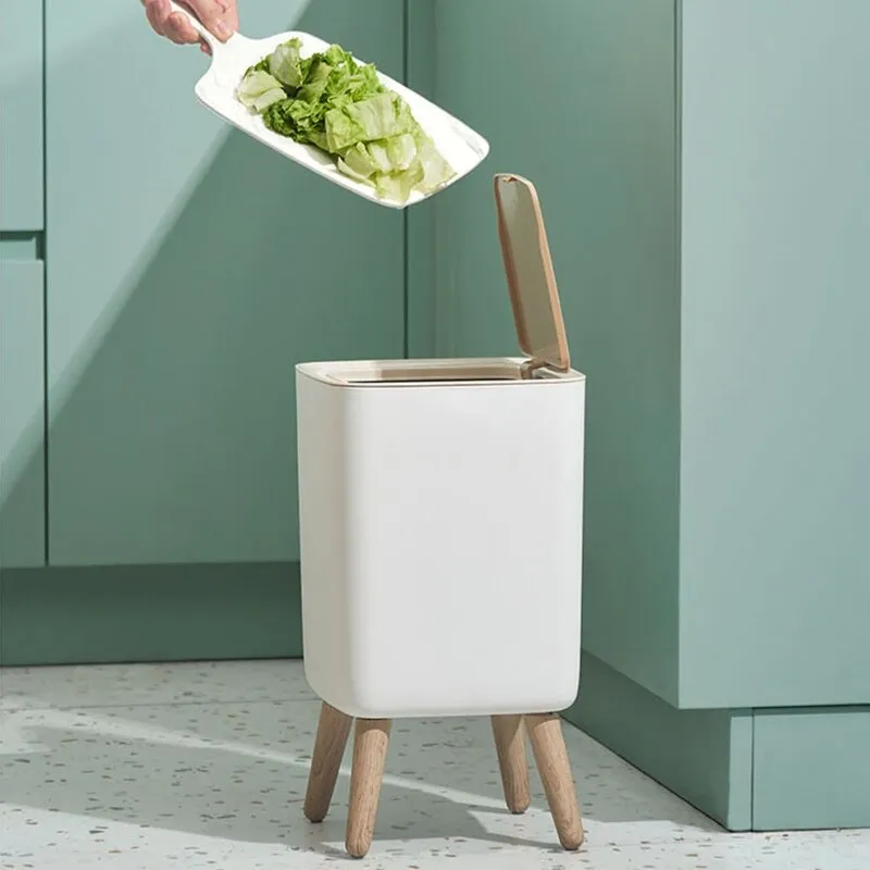Lid Press Trash Can with Legs