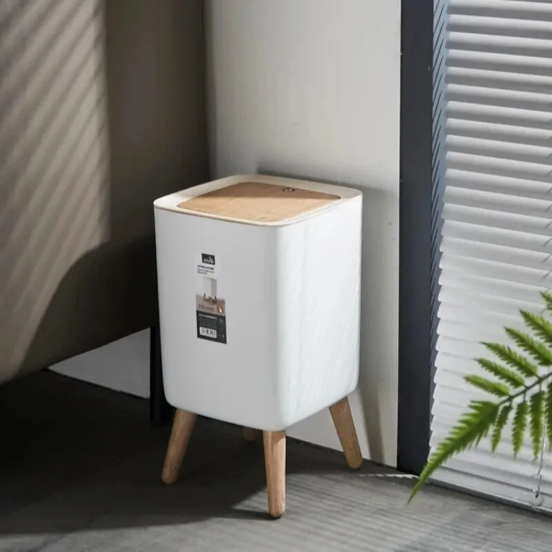 Lid Press Trash Can with Legs