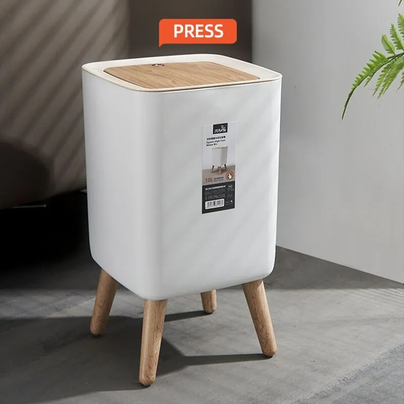 Lid Press Trash Can with Legs