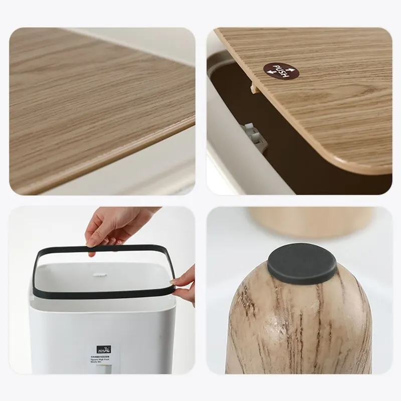 Lid Press Trash Can with Legs