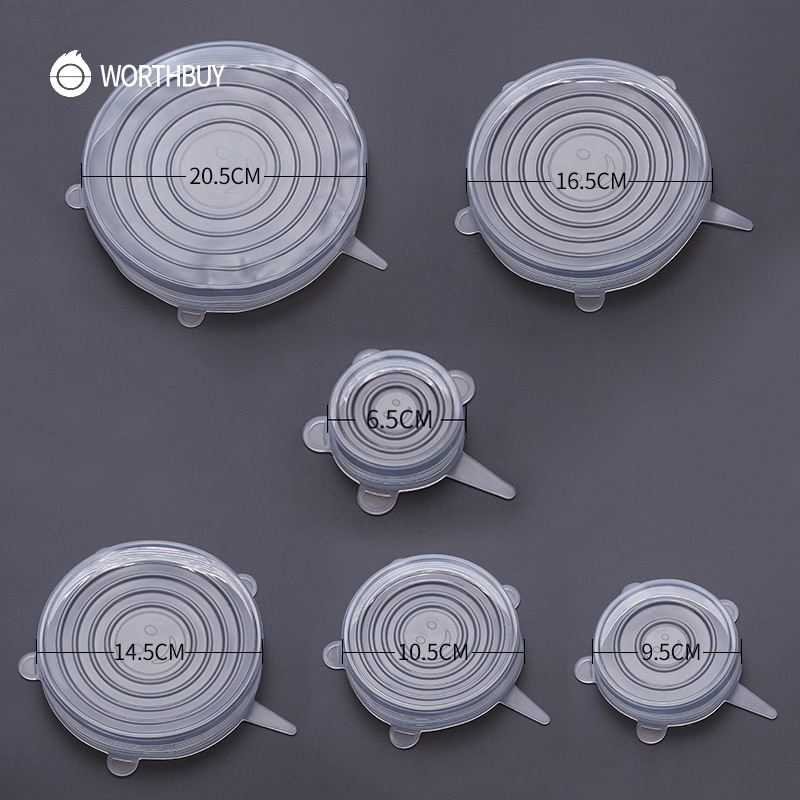 Lids Stretchable Silicone Food Cover (Set of 6) Lids Stretchable Silicone Food Cover (Set of 6)