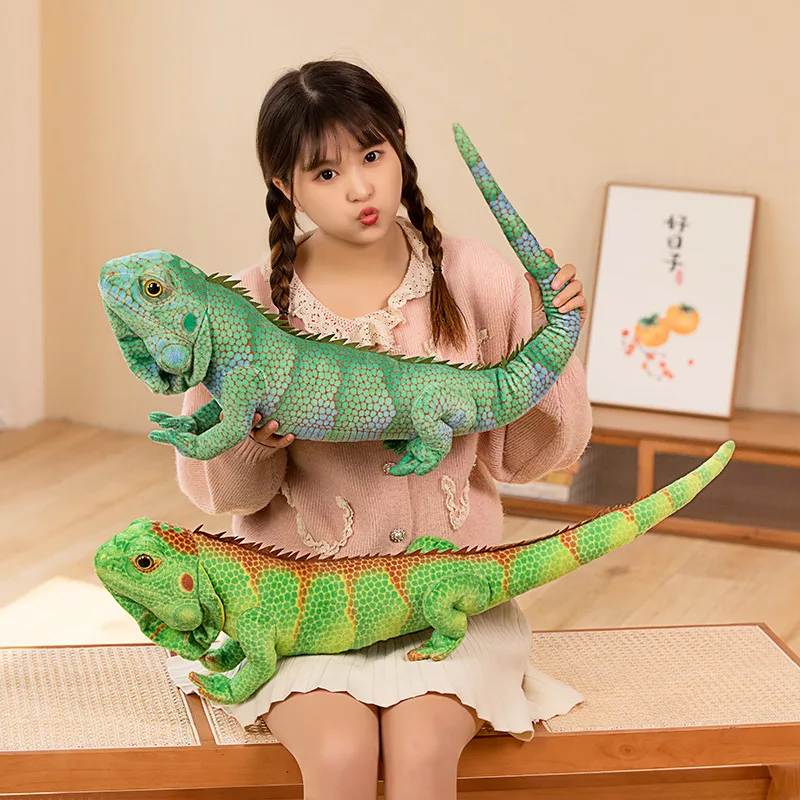 Lifelike Iguana Lizard Figurine Model Cute Reptile Lizard Plush Toys Simulation Animal Stuffed Doll Boys Gifts