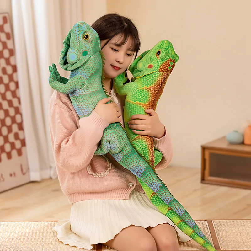 Lifelike Iguana Lizard Figurine Model Cute Reptile Lizard Plush Toys Simulation Animal Stuffed Doll Boys Gifts