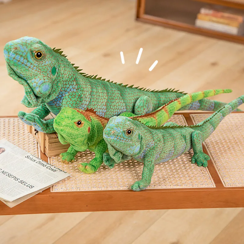 Lifelike Iguana Lizard Figurine Model Cute Reptile Lizard Plush Toys Simulation Animal Stuffed Doll Boys Gifts