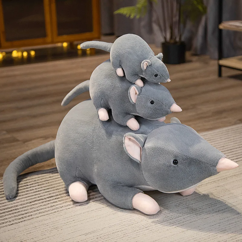 Lifelike Mouse Soft Plush Toy Lovely Grey Mice Full Stuffed Animal Rat Pillow Funny Toy