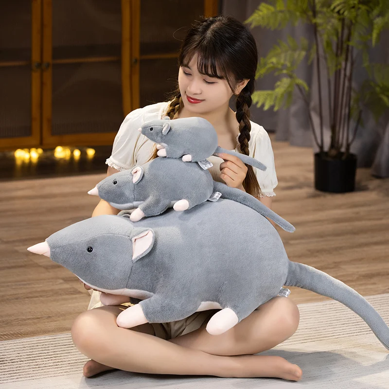 Lifelike Mouse Soft Plush Toy Lovely Grey Mice Full Stuffed Animal Rat Pillow Funny Toy