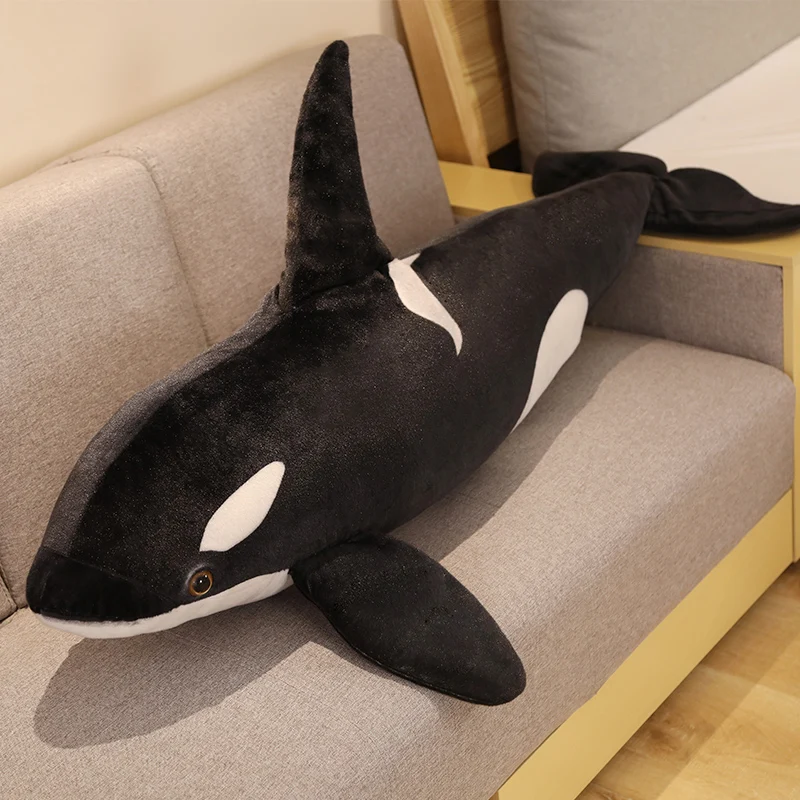 Lifelike Orcinus Orca Black Whale Plush Toys Big Fish Cloth Doll Shark Stuffed Sea Animals Children Birthday Gift