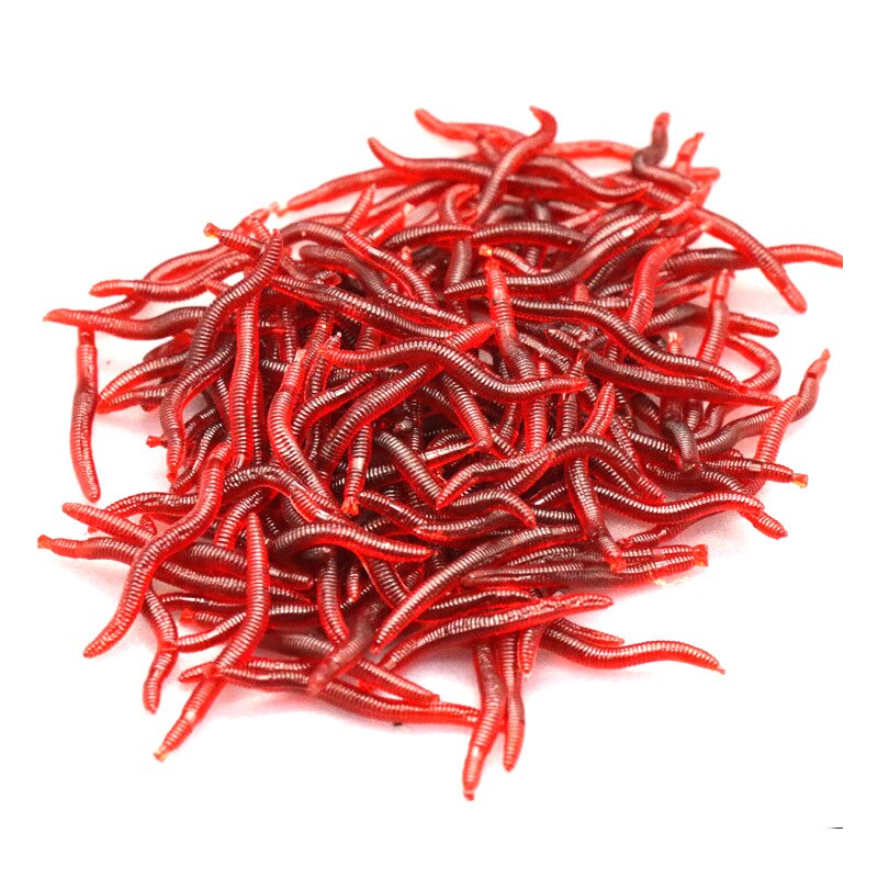 Lifelike Red Worm 100pcs PVC Soft Lures Earthworm Fishing Silicone Fishy Shrimp Worm Fishy Smell Artificial Fishing