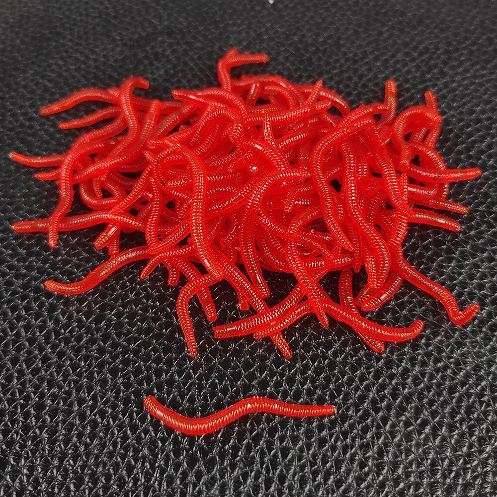Lifelike Red Worm 100pcs PVC Soft Lures Earthworm Fishing Silicone Fishy Shrimp Worm Fishy Smell Artificial Fishing