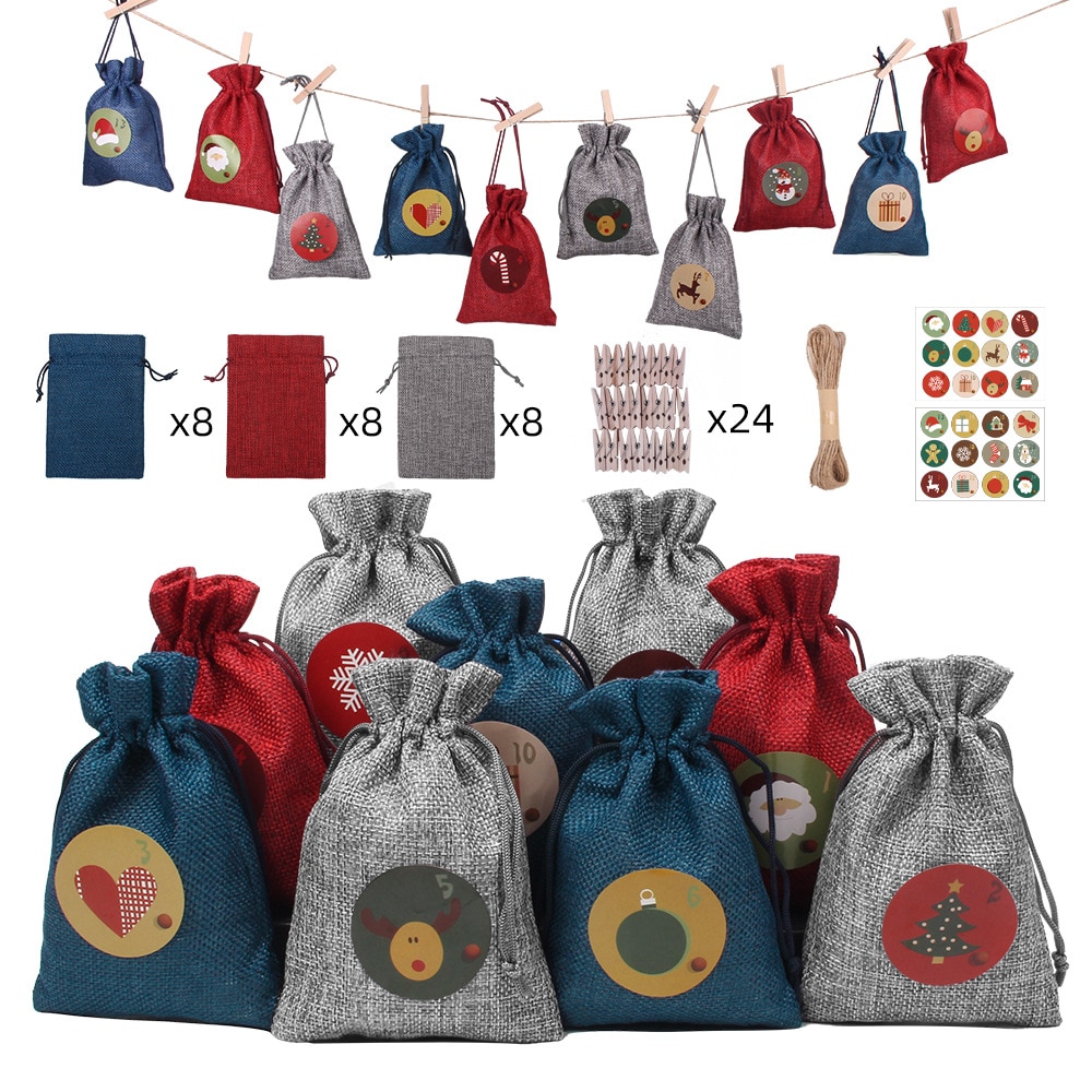 Linen Advent Calendar Bags Set (24pcs) Linen Advent Calendar Bags Set (24pcs)
