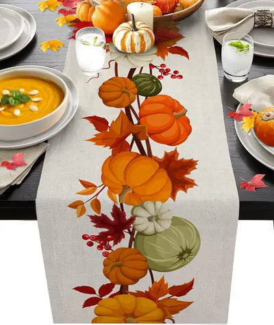 Linen Pumpkin Table Runner