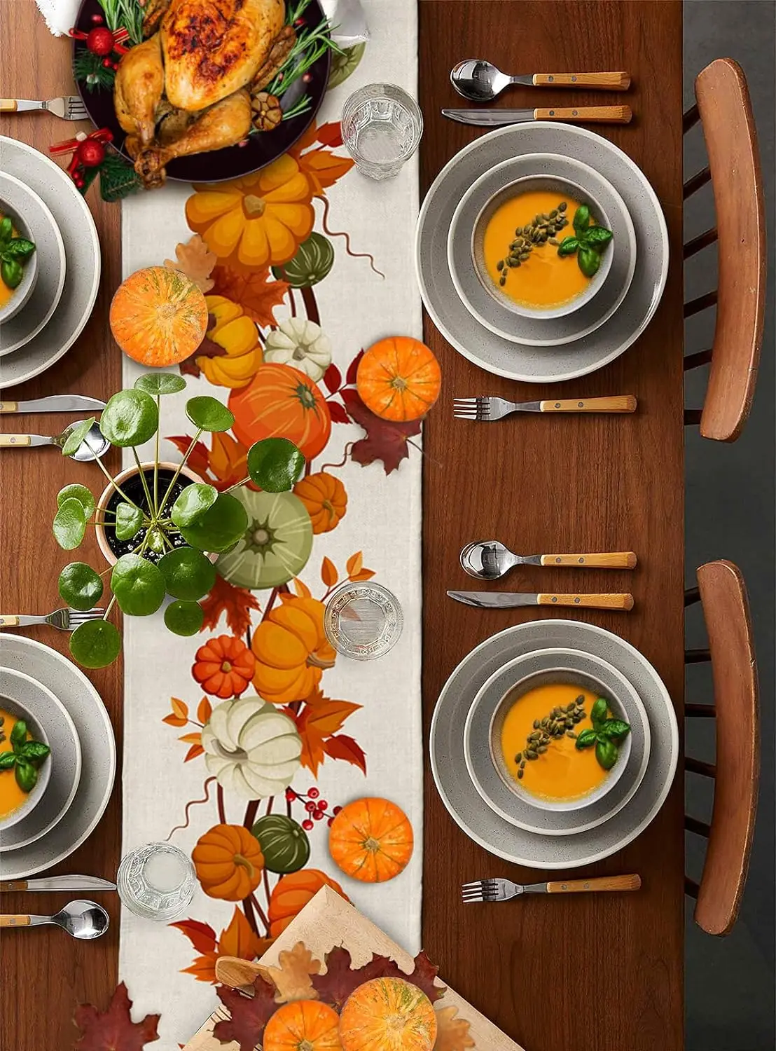 Linen Pumpkin Table Runner