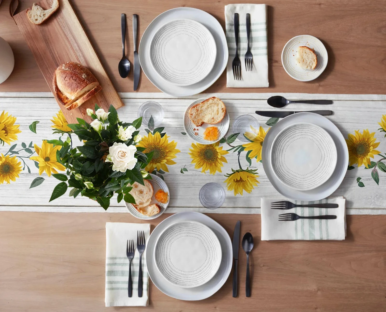 Linen Sunflower Table Runner