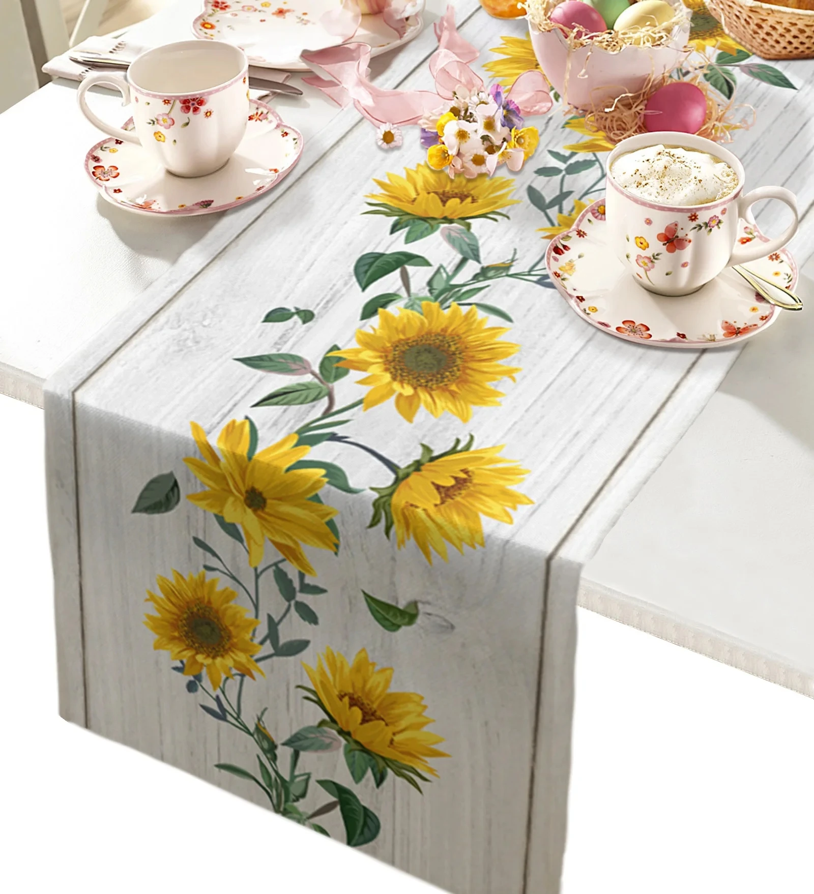 Linen Sunflower Table Runner