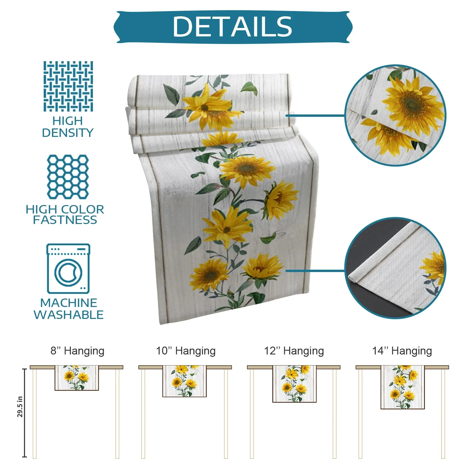 Linen Sunflower Table Runner