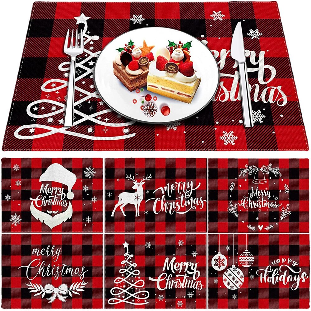 Linen Table Setting Christmas Placemat Linen Table Setting Christmas Placemat