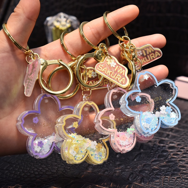Liquid Filled Cherry Blossom Keychain Liquid Filled Cherry Blossom Keychain