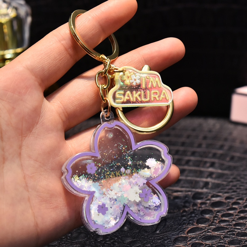 Liquid Filled Cherry Blossom Keychain Liquid Filled Cherry Blossom Keychain