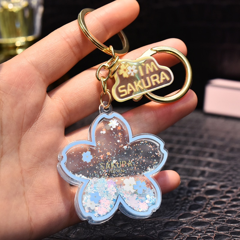 Liquid Filled Cherry Blossom Keychain Liquid Filled Cherry Blossom Keychain