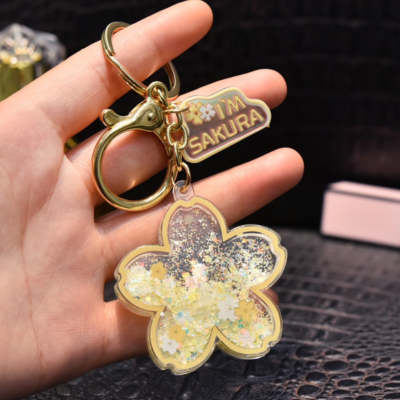 Liquid Filled Cherry Blossom Keychain Liquid Filled Cherry Blossom Keychain