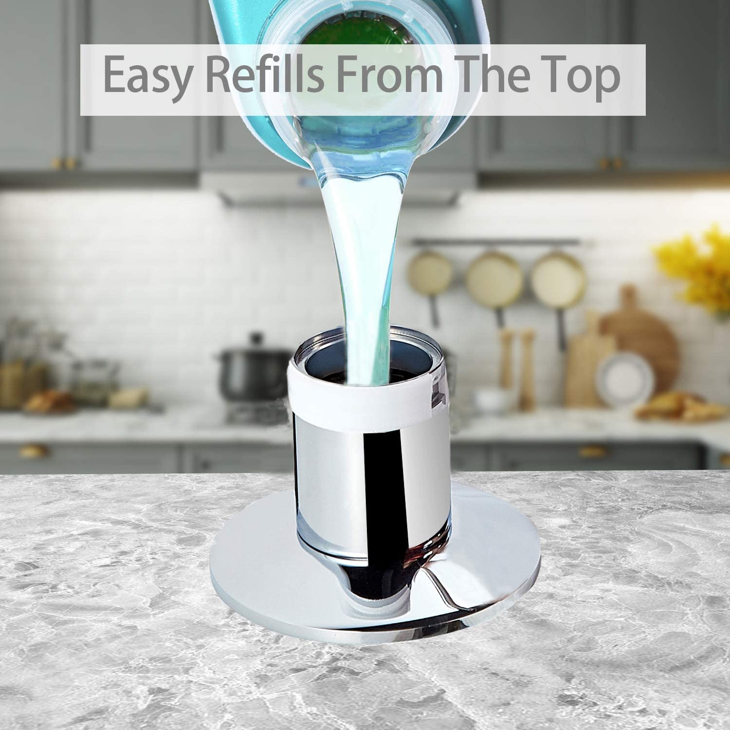 Liquid Soap Dispensers Brass Pump Head With 500ML PE Bottle Build in Dispenser Soap for Kitchen