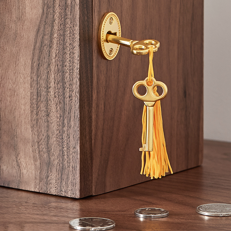 Lockable Wooden Bank Box