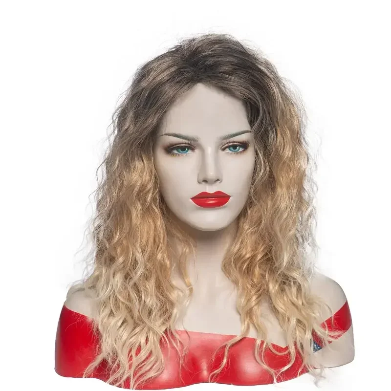 Long Blonde Curly Wave Wigs Natural Brown Wig Fashion Ombre Heat Resistance Synthetic Curly Wig Fancy Dress Party Wig