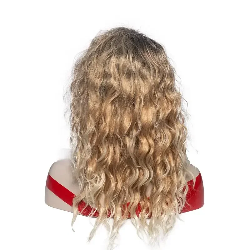 Long Blonde Curly Wave Wigs Natural Brown Wig Fashion Ombre Heat Resistance Synthetic Curly Wig Fancy Dress Party Wig