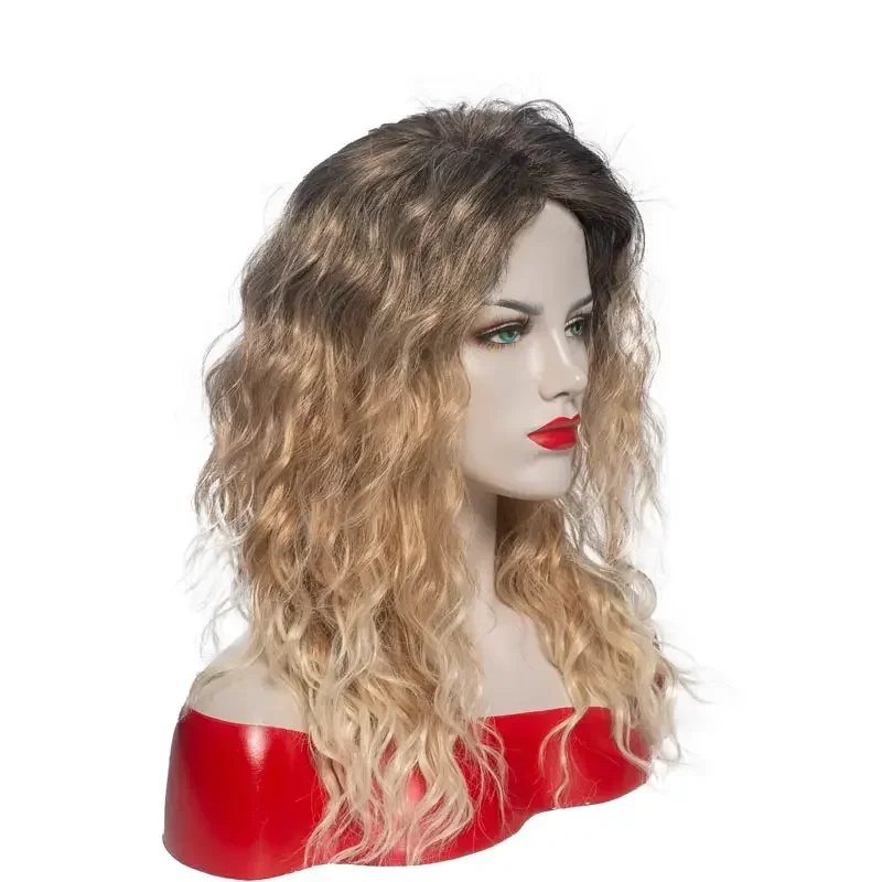 Long Blonde Curly Wave Wigs Natural Brown Wig Fashion Ombre Heat Resistance Synthetic Curly Wig Fancy Dress Party Wig