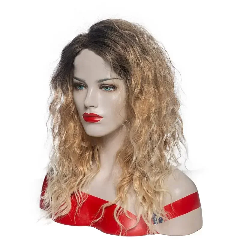 Long Blonde Curly Wave Wigs Natural Brown Wig Fashion Ombre Heat Resistance Synthetic Curly Wig Fancy Dress Party Wig