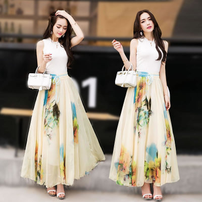 Long Floral Skirt Elegant Chiffon Skirt Long Floral Skirt Elegant Chiffon Skirt