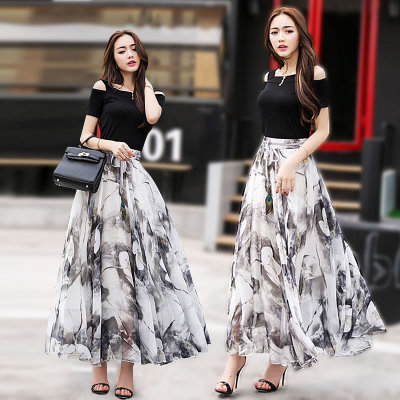 Long Floral Skirt Elegant Chiffon Skirt Long Floral Skirt Elegant Chiffon Skirt