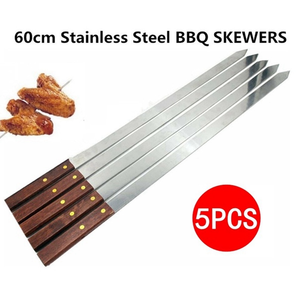 Long Handle Flat Kebab Skewers (5 pcs) Long Handle Flat Kebab Skewers (5 pcs)
