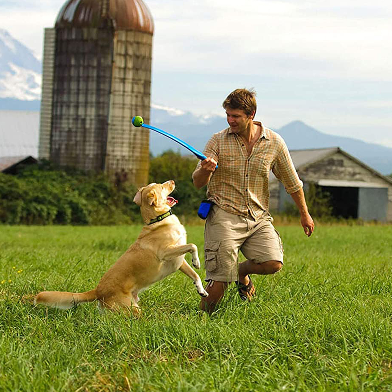 Long Handle Manual Pet Ball Thrower with Ball Long Handle Manual Pet Ball Thrower with Ball