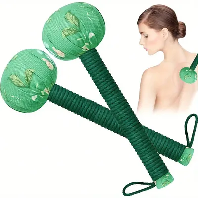 Long-Handled Wormwood Massage Hammer for Lymphatic Drainage – Manual Full Body and Back Relief, Stress Reduction, Nylon